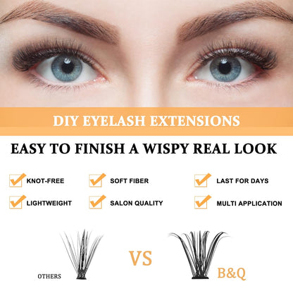 B&Qaugen Lash Clusters 280 Pcs 40D-0.07D-9-15MIX B&Q LASH Individual Lashes