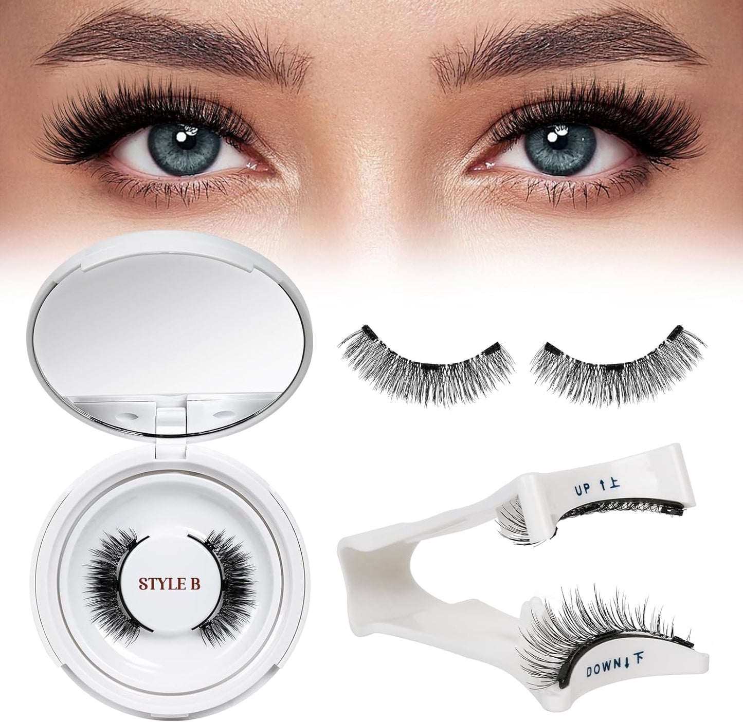 QUEWEL Magnetic Eyelashes Natural Look, Reusable Magnetic Lashes