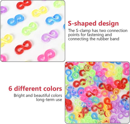 Kioiner 500 Pcs S Clips, Rubber Band Clips, Plastic Loom Bands Connectors R