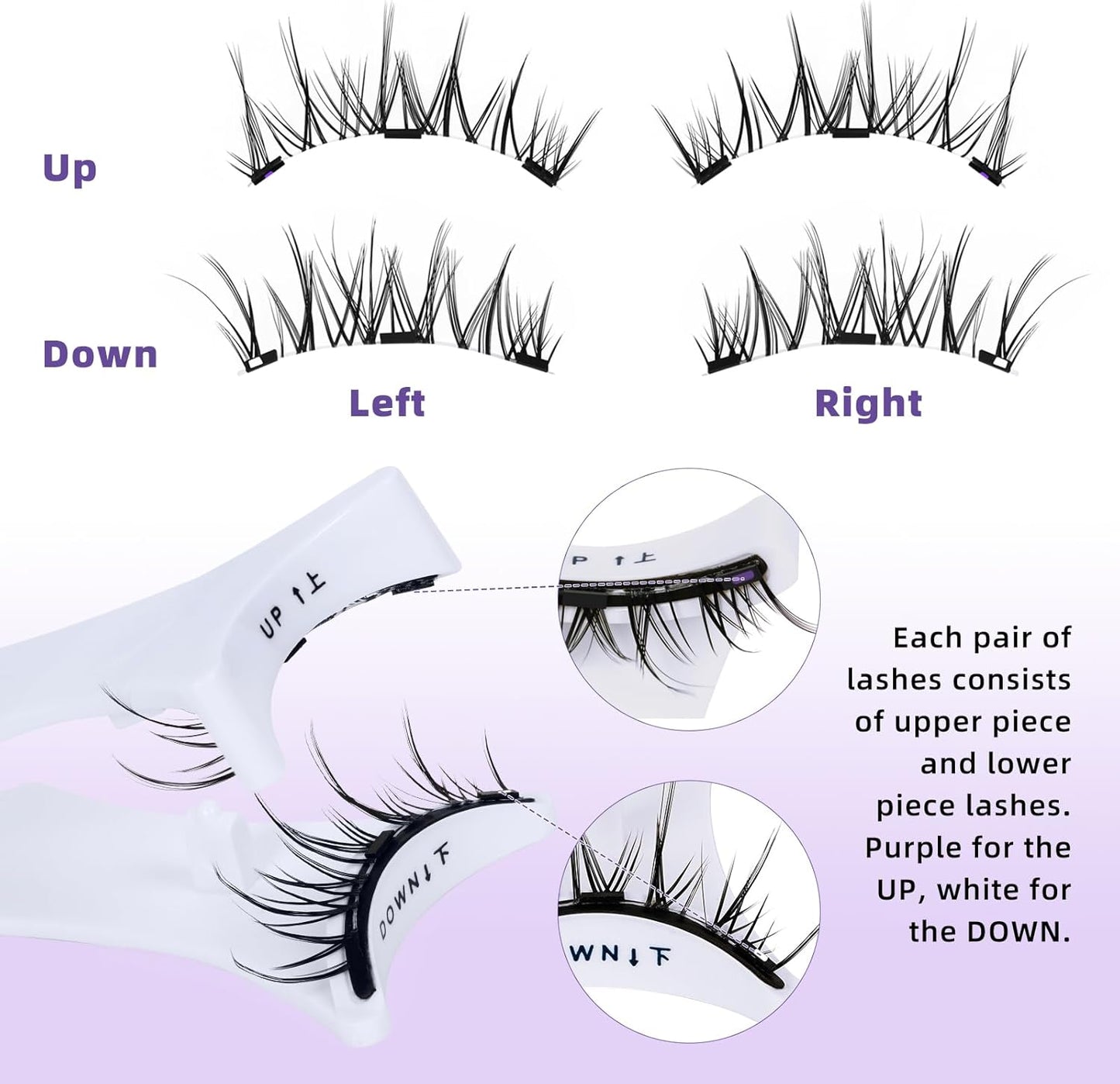 B&Q Magnetic Eyelashes with Applicator 2 Pairs Magnetic Lashes Na