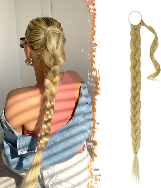 BARSDAR 30 Inch Long Braided Ponytail Extension with Hair Tie - S