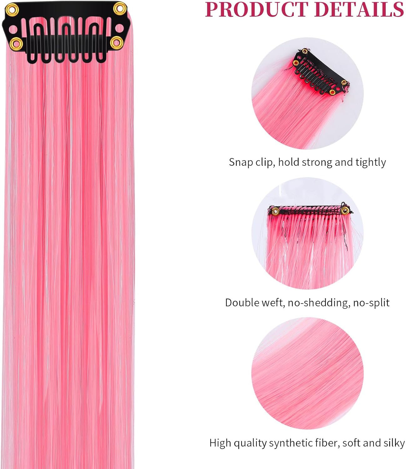 10 PCS Hair Extensions for Women, Clip in Hair Extensions Synthetic Straigh