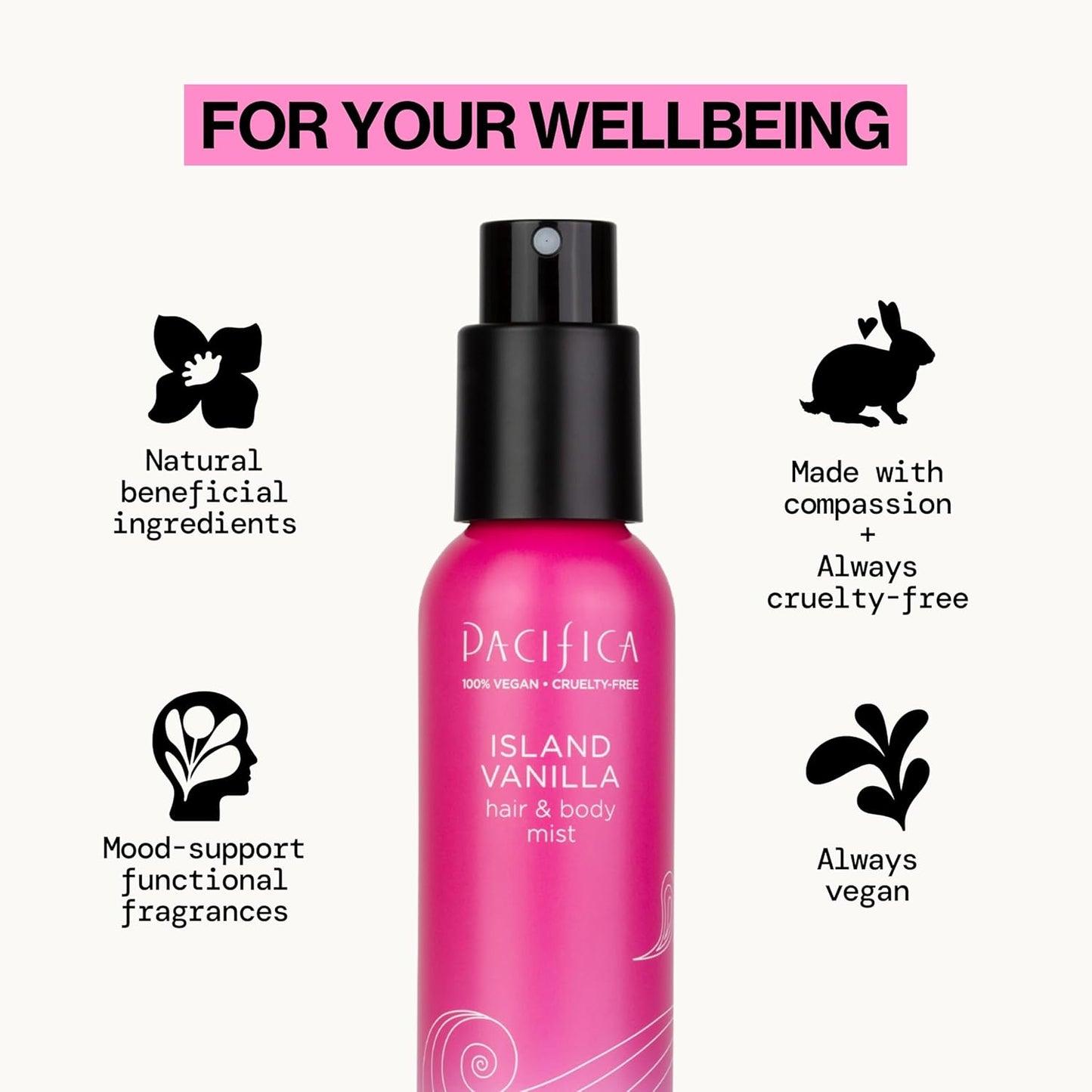 Pacifica Hair Mist Perfume & Full Body Spray for Women - Island Vanilla Bod