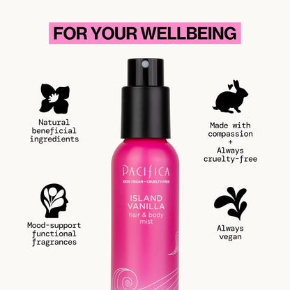 Pacifica Hair Mist Perfume & Full Body Spray for Women - Island Vanilla Bod