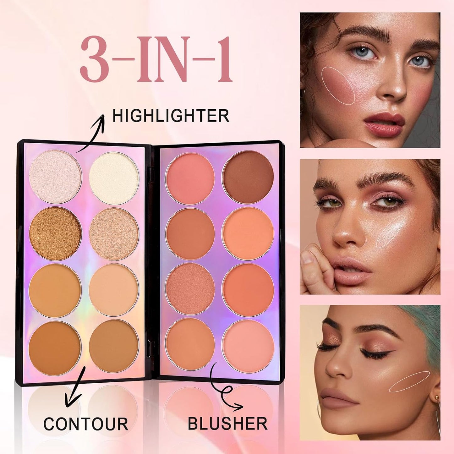 Coosa Blush Palette, Highlighter Contour Makeup Palette, Blush fo