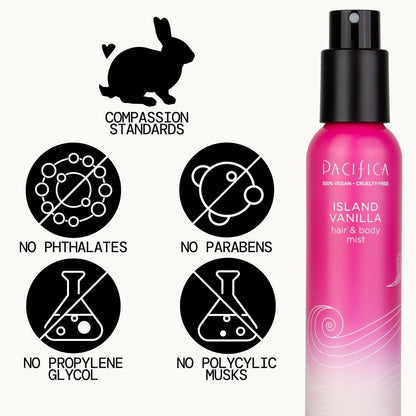 Pacifica Hair Mist Perfume & Full Body Spray for Women - Island Vanilla Bod