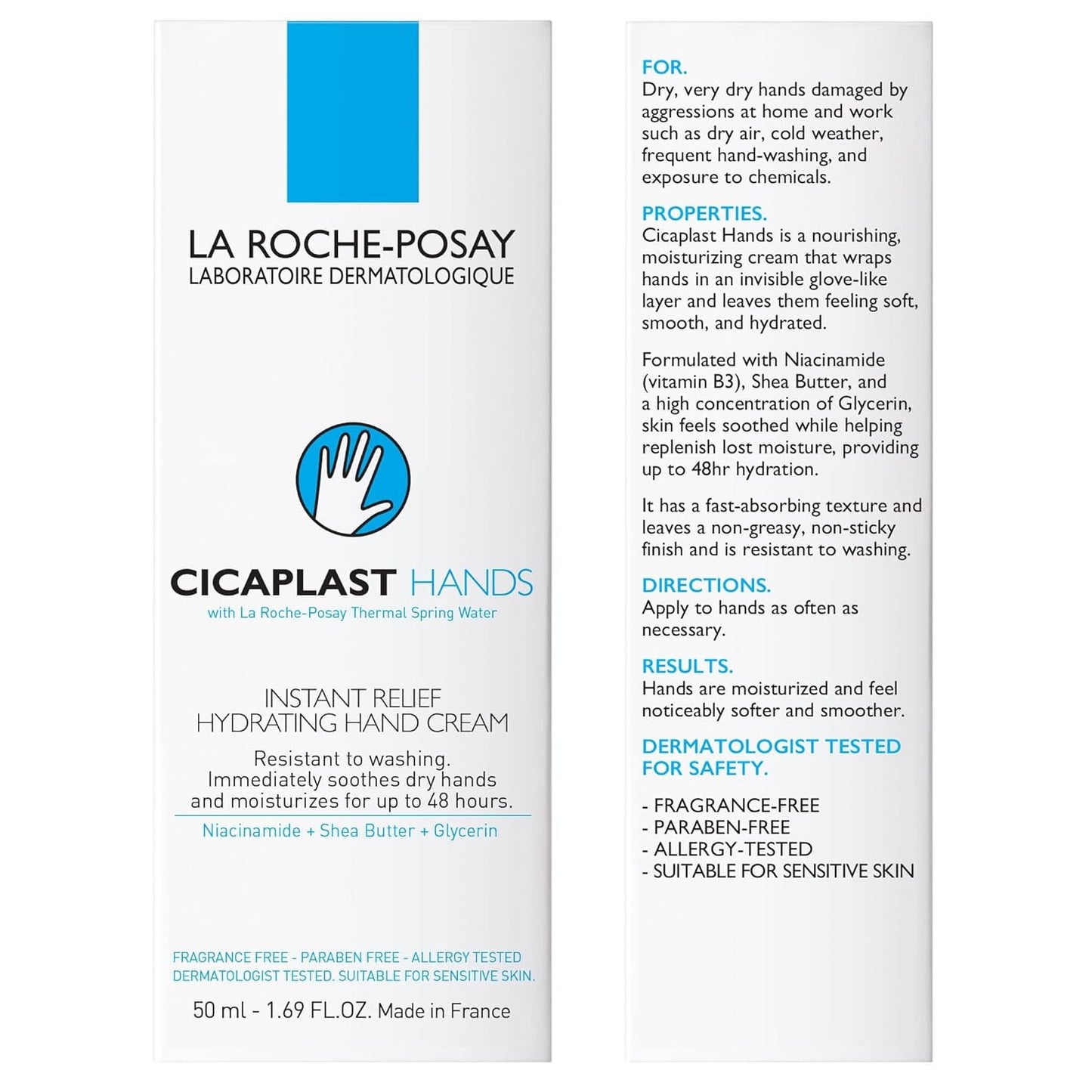 La Roche-Posay Cicaplast Hand Cream for Dry & Cracked Hands with Glycerin a