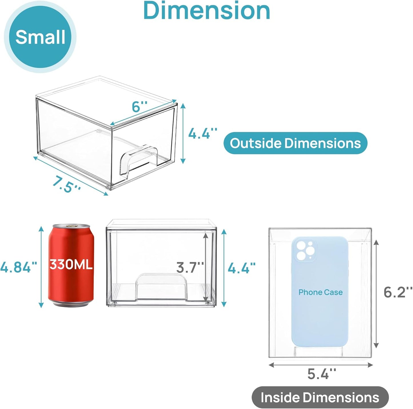 Vtopmart Acrylic Makeup Organizer 4.4'' Tall Bathroom Clear Plast