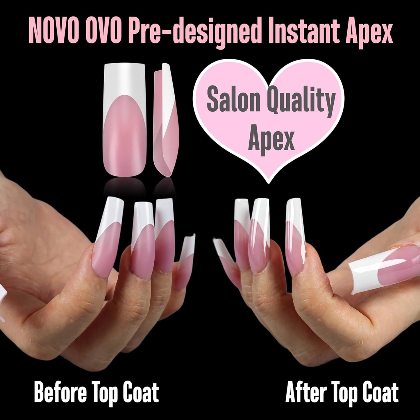 Instant Apex Sculpted Square French Tip Nail Tips Press on, Thick