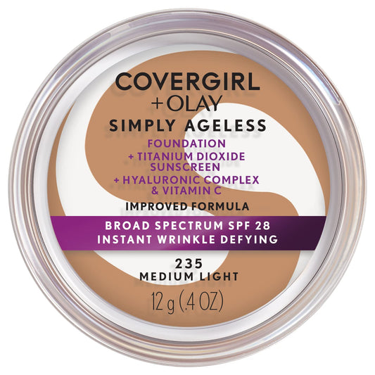 COVERGIRL Simply Ageless Instant Wrinkle Defying Foundation, SPF 28, Hyalur
