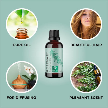 100% Pure Rosemary Oil for Hair Skin and Nails - Maple Holistics