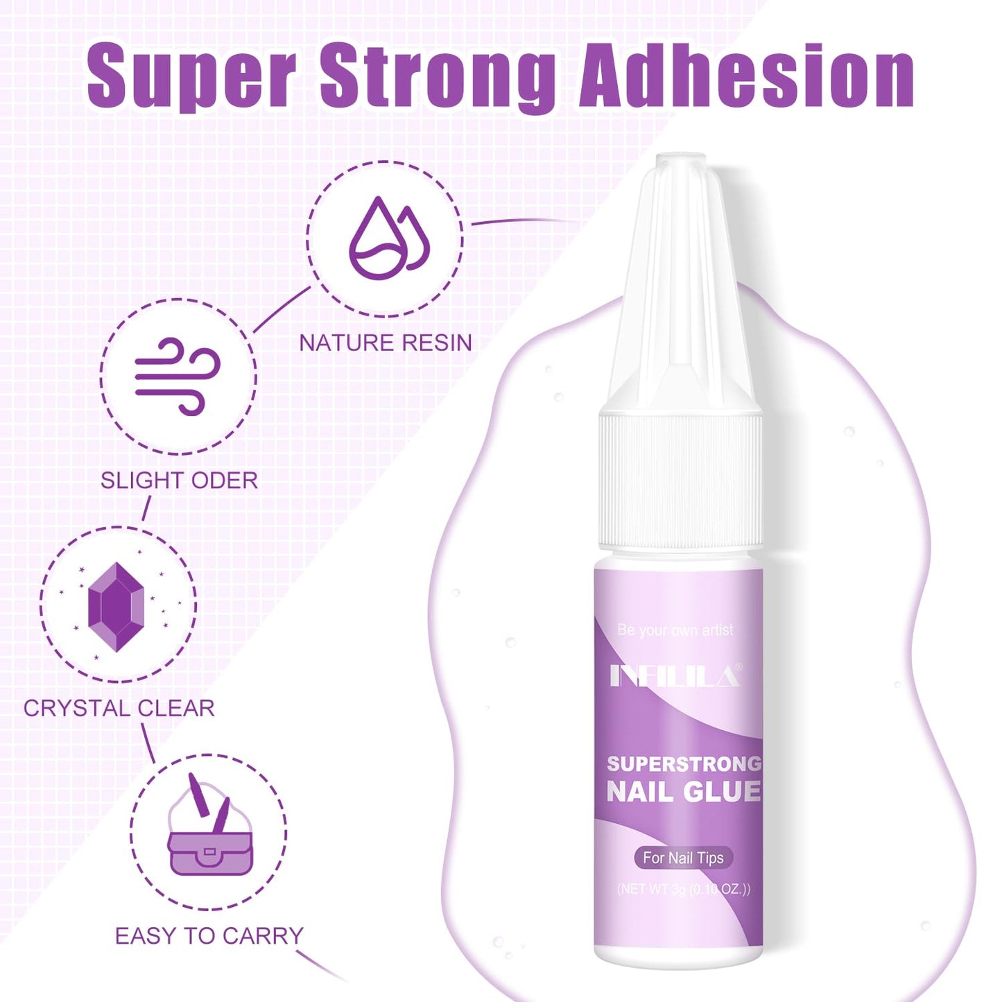 NXJ INFILILA 10PCS Nail Glue for Press on Nails, Super Strong Nail Glue Bul