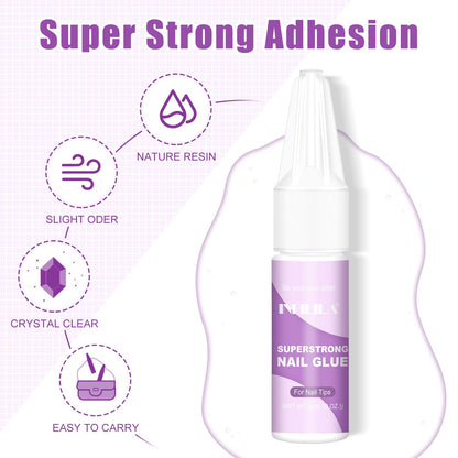 NXJ INFILILA 10PCS Nail Glue for Press on Nails, Super Strong Nail Glue Bul