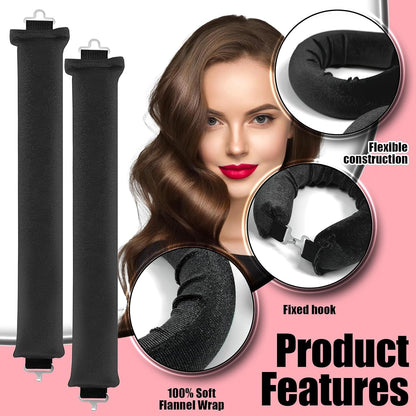 Hair Curler No Heat, 3 Pcs Heatless Hair Curler Rods with Hook, H