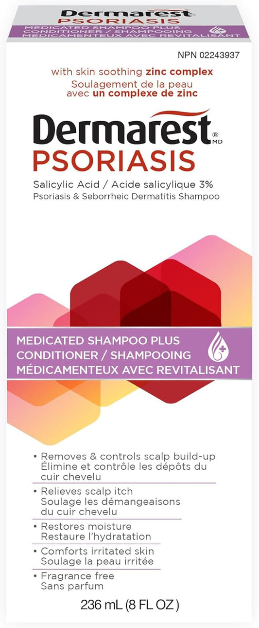 Dermarest Medicated Shampoo - 236ml - Helps Stop Scalp Itch, Fragrance-Free