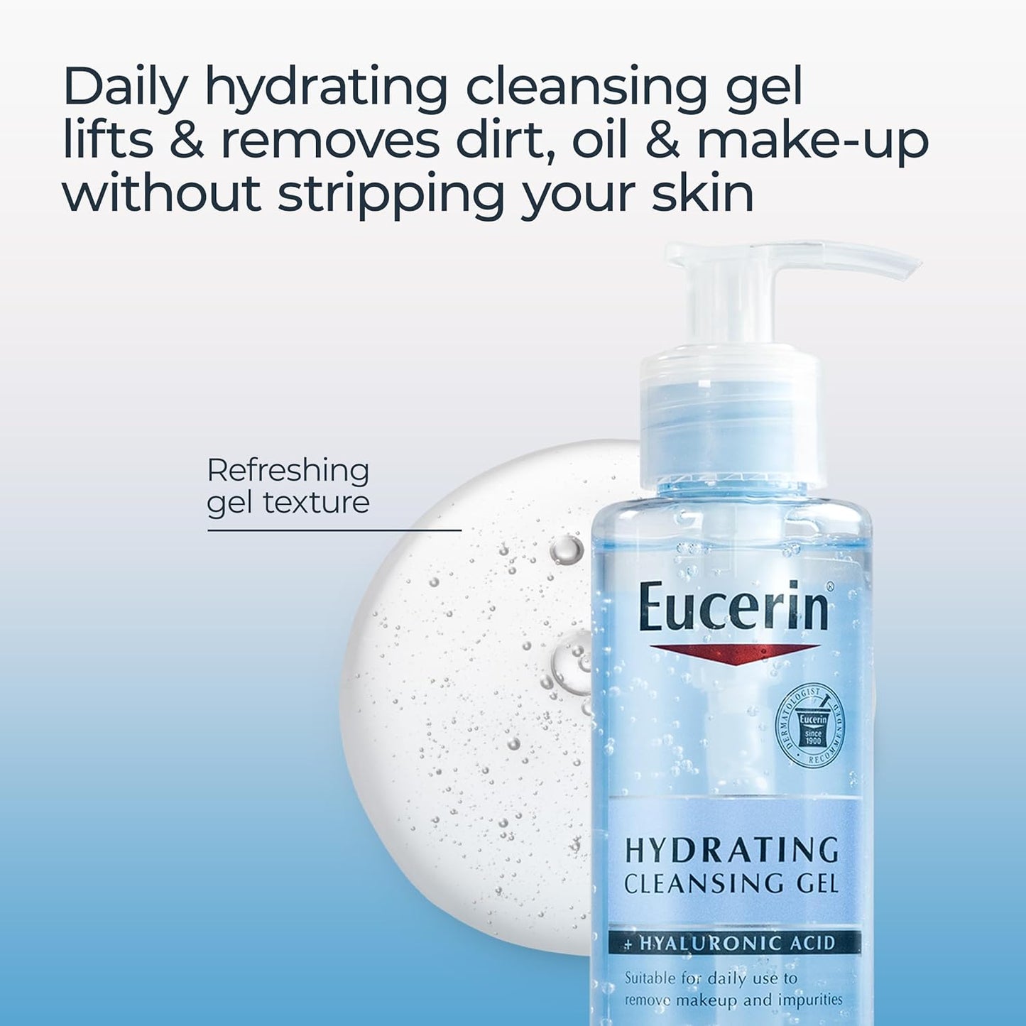 Eucerin, Hydrating Cleansing Gel + Hyaluronic Acid, 6.8 fl oz (200 ml)