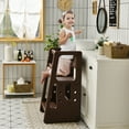 Costway HY10011CF Kids Kitchen Step Stool with Double Safety Rails Toddler Learning Stool Brown