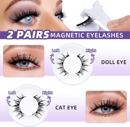 B&Q Magnetic Eyelashes with Applicator 2 Pairs Magnetic Lashes Na