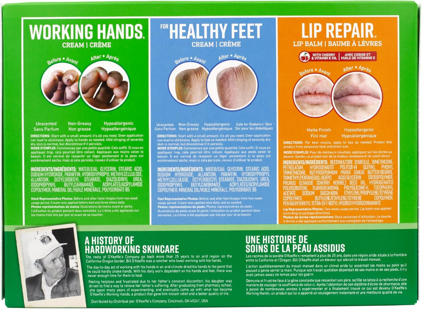 FOOTNER O'Keeffe's Working Hands, Healthy Feet, Lip Repair Cherry Stick, O'Keeffe's Value Pack