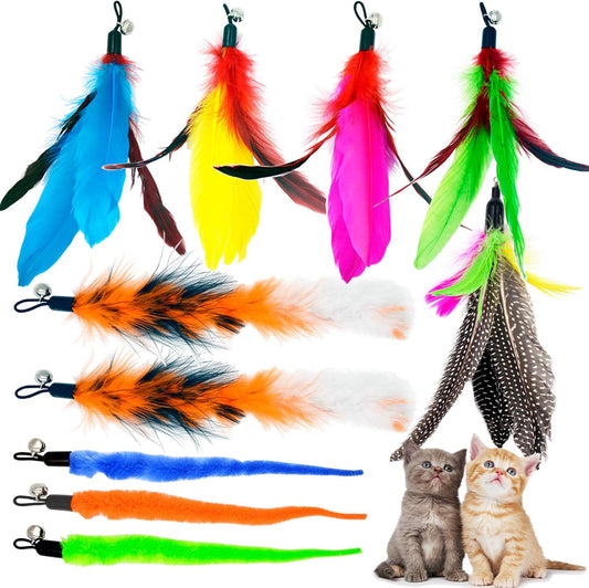 Cat Feather Toys Refills Cat Wand Replacement Feathers, 10 PCS Fe