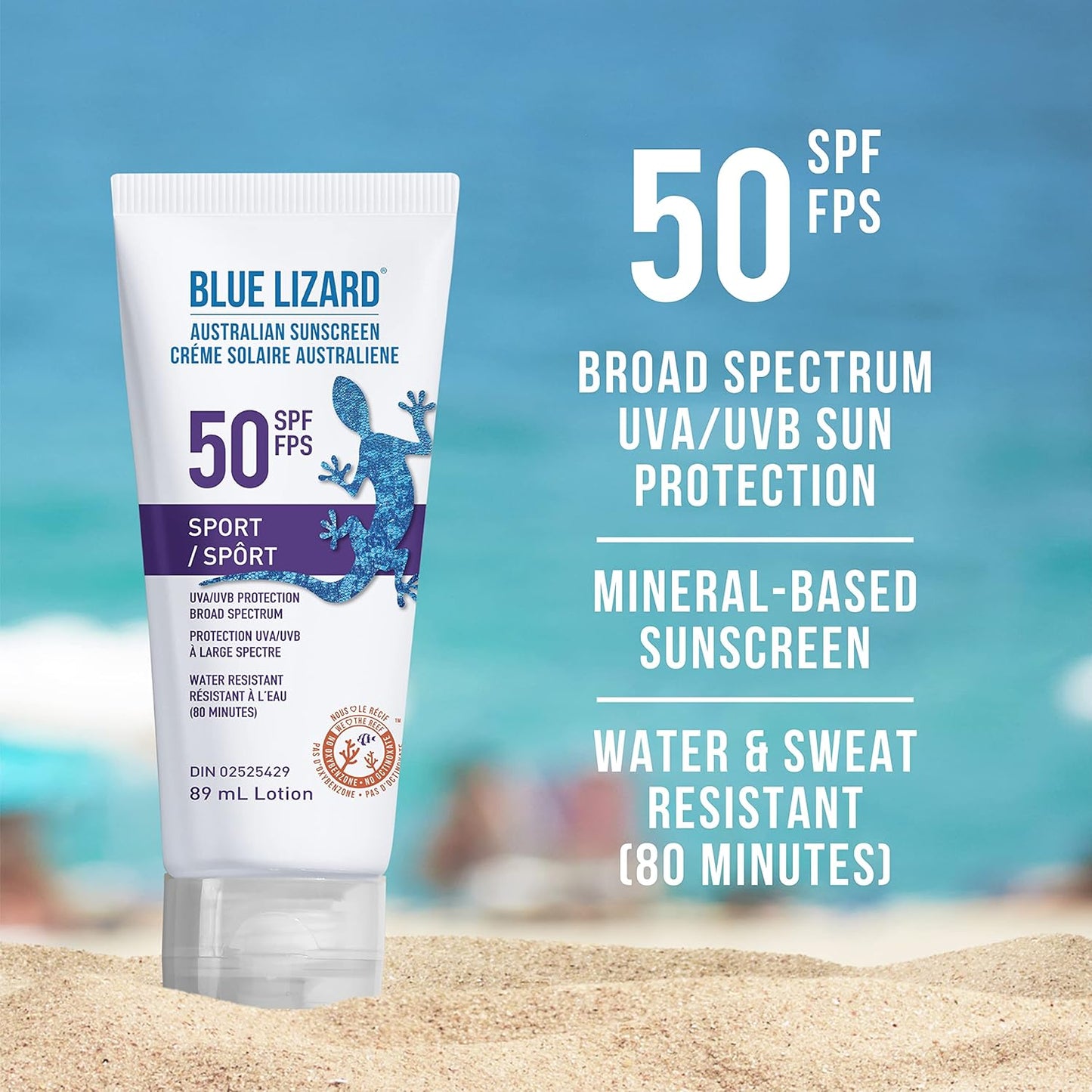 Blue Lizard Sport SPF 50 Mineral-Based Sunscreen Lotion - SPF 50,