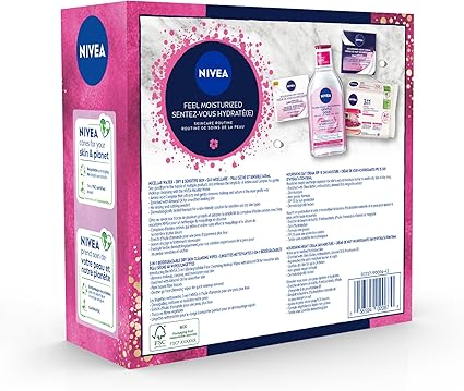 NIVEA Feel Moisturized Skincare Routine, Holiday Gift Set for Dry