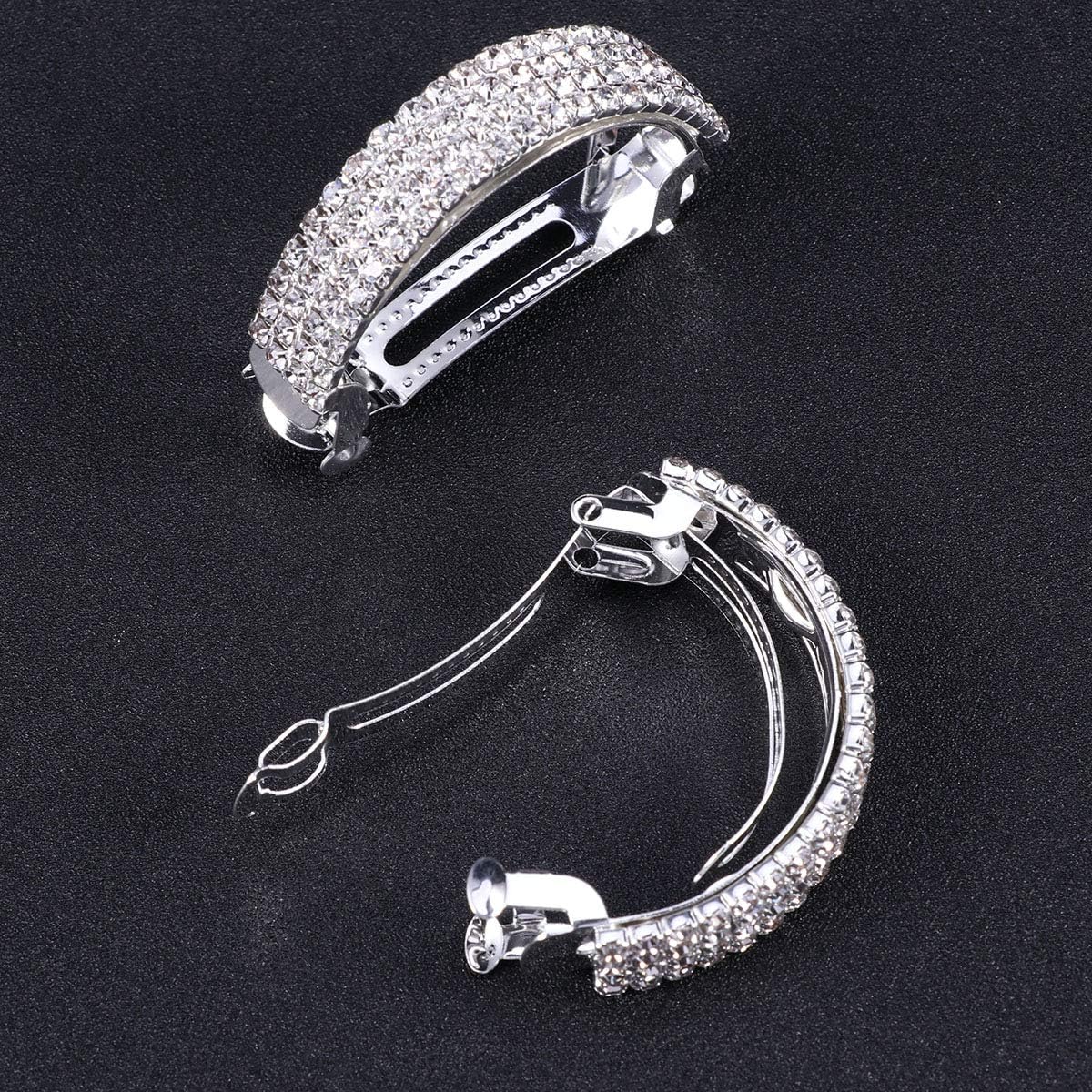 Frcolor 2pcs Crystal Bridal Hair Clip Retro Spring Hairpin Rhinestone Hair