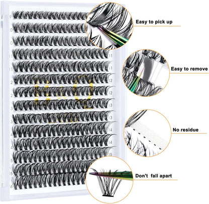 B&Qaugen Lash Clusters 280 Pcs 40D-0.07D-9-15MIX B&Q LASH Individual Lashes