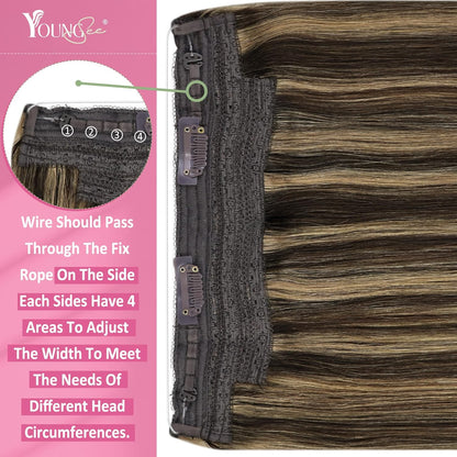 YoungSee Invisible Wire Extensions Human Hair Highlight Wire Real
