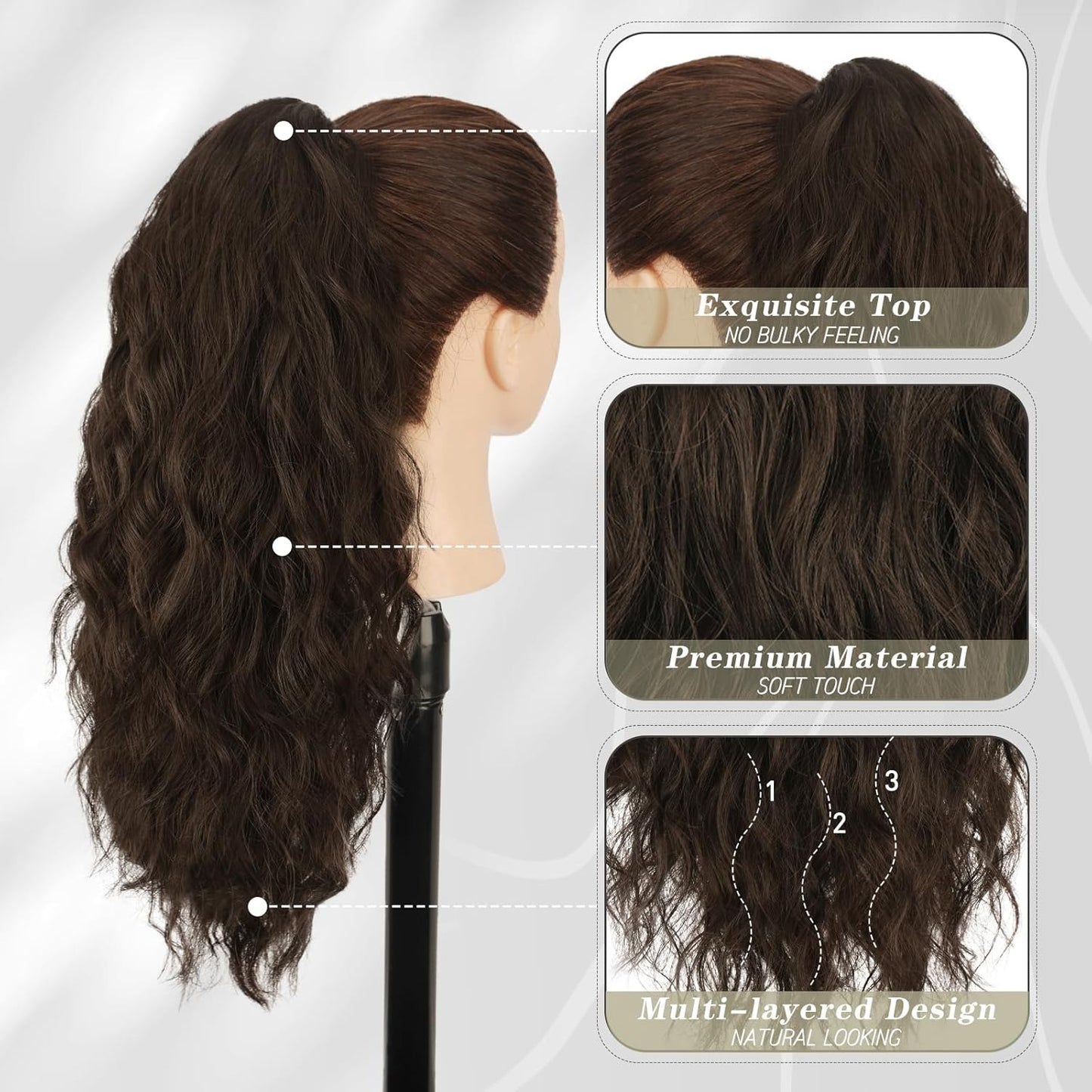 BARSDAR Brown Ponytail Extension - 18 Inch Claw Clip Ponytail Ext