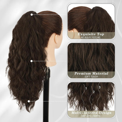 BARSDAR Brown Ponytail Extension - 18 Inch Claw Clip Ponytail Ext