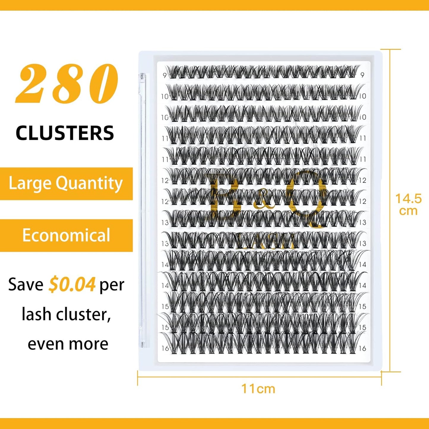 B&Qaugen Lash Clusters 280 Pcs 40D-0.07D-9-15MIX B&Q LASH Individual Lashes