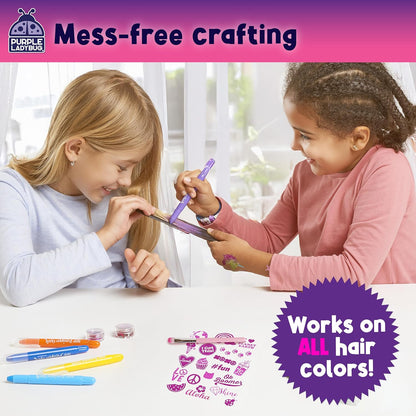 Purple Ladybug Hair Chalk for Kids - 12 Safe Vibrant Temporary Hair Color f