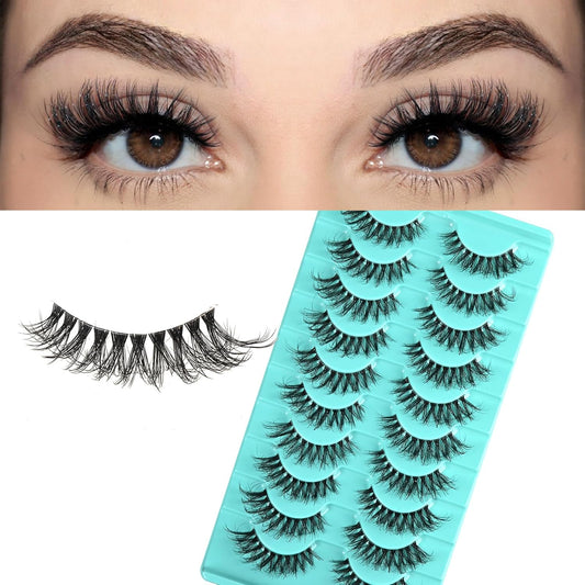 APCYUST Mink Lashes Clear Band Natural Eyelashes Cat Eye Wispies