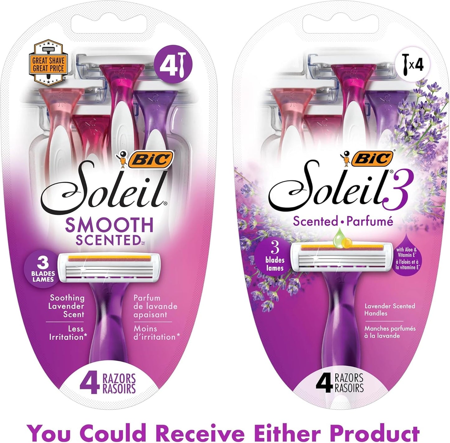 BIC Soleil Smooth Scented Women's Disposable Razors, Triple Blade Razor For