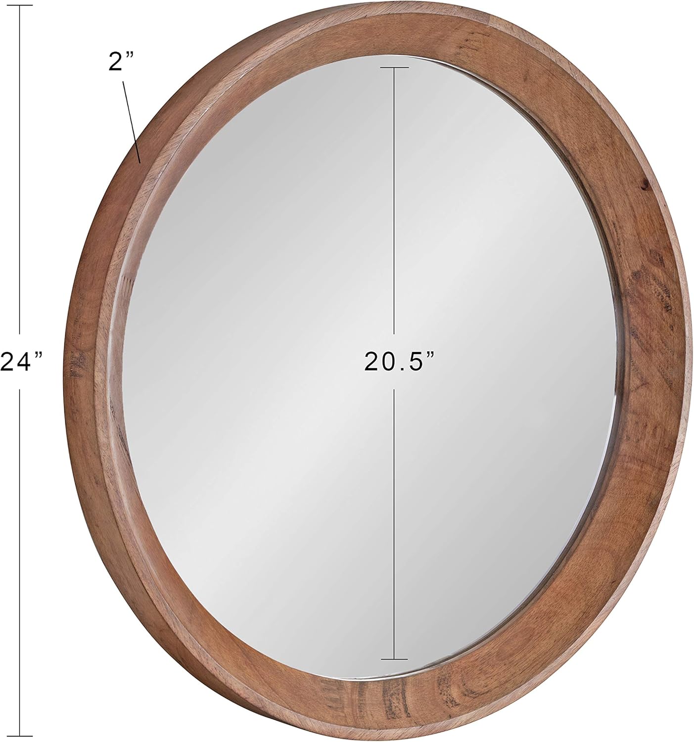 Uniek 217345 Kate and Laurel Hartman Transitional  Round Wood Framed Wall Mirror 24" Diameter