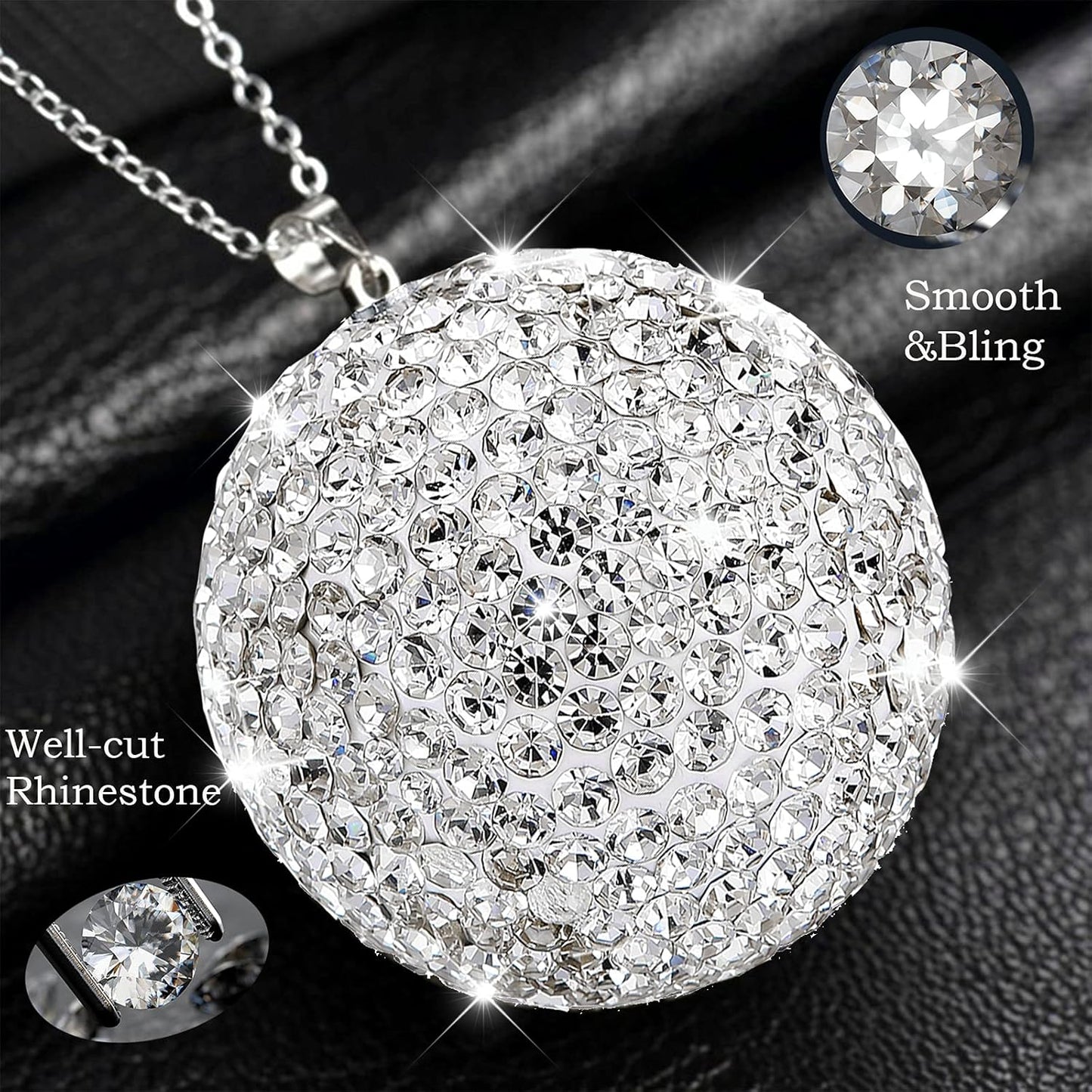 Joynaamn Car Mirror Hanging Accessories, Bling Rearview Mirror Charm for Wo