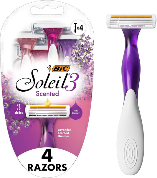 BIC Soleil Smooth Scented Women's Disposable Razors, Triple Blade Razor For