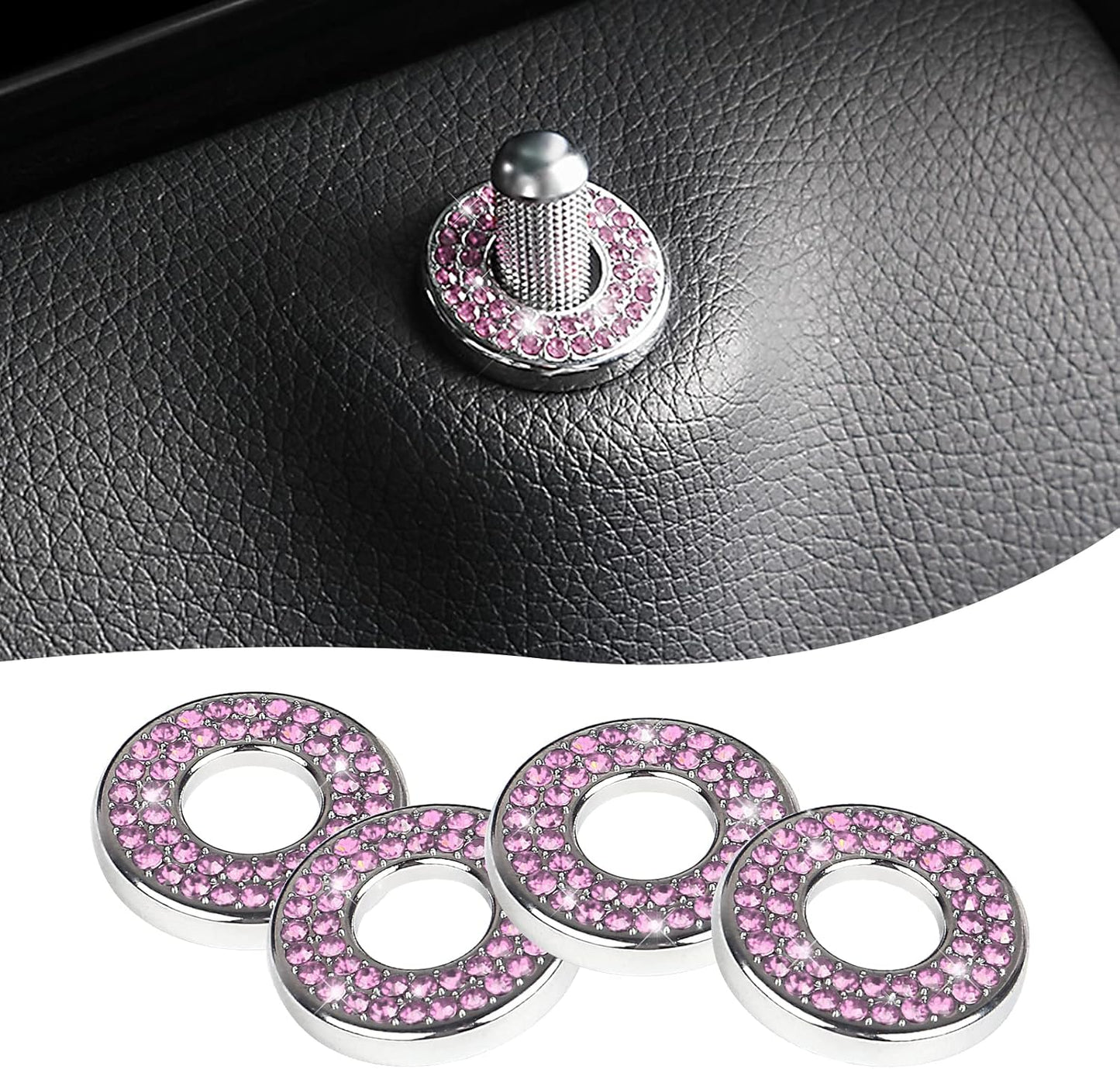 Sodcay 4 Pack Bling Car Inner Door Lock Covers, Rhinestones Pull