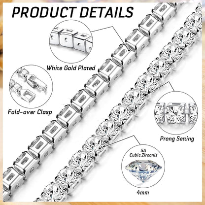 YADOCA 3 Pcs Tennis Bracelets for Women Silver Tone 4mm 5A+ Cubic Zirconia