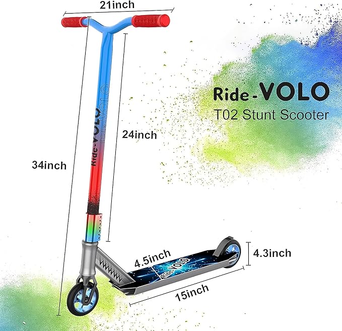 Toytexx T02 Blue Intermediate Stunt Scooter With HIC Compression, 4.3" Tires, 220 lbs Max Capacity