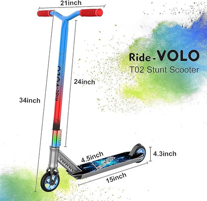 Toytexx T02 Blue Intermediate Stunt Scooter With HIC Compression, 4.3" Tires, 220 lbs Max Capacity