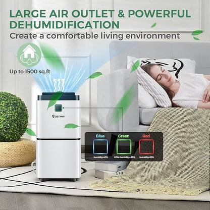 Costway EP23518 24 Pints 1500 Sq. Ft Dehumidifier w/ Indicator