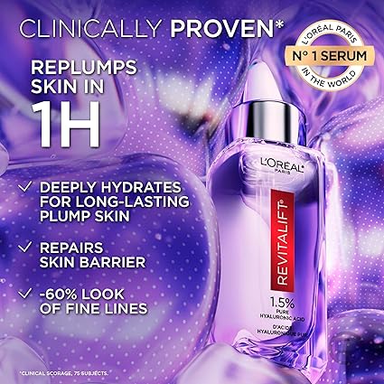 L'Oreal Paris 1.5% Pure Hyaluronic Acid Serum, Face Serum to Hydr