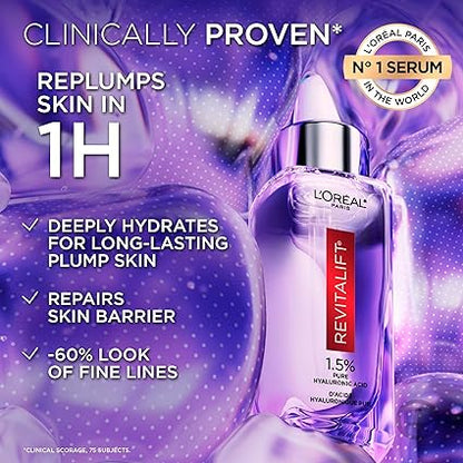 L'Oreal Paris 1.5% Pure Hyaluronic Acid Serum, Face Serum to Hydr