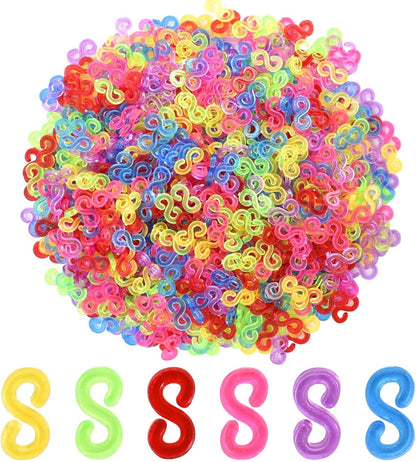 Kioiner 500 Pcs S Clips, Rubber Band Clips, Plastic Loom Bands Connectors R