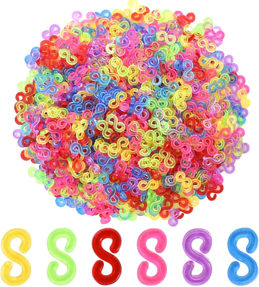 Kioiner 500 Pcs S Clips, Rubber Band Clips, Plastic Loom Bands Connectors R