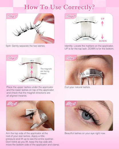 Magnetic Eyelashes Manga Lashes Natural Look, Easy To Wear And Remover, 2 P
