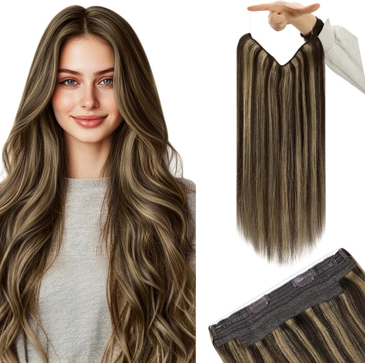 YoungSee Invisible Wire Extensions Human Hair Highlight Wire Real