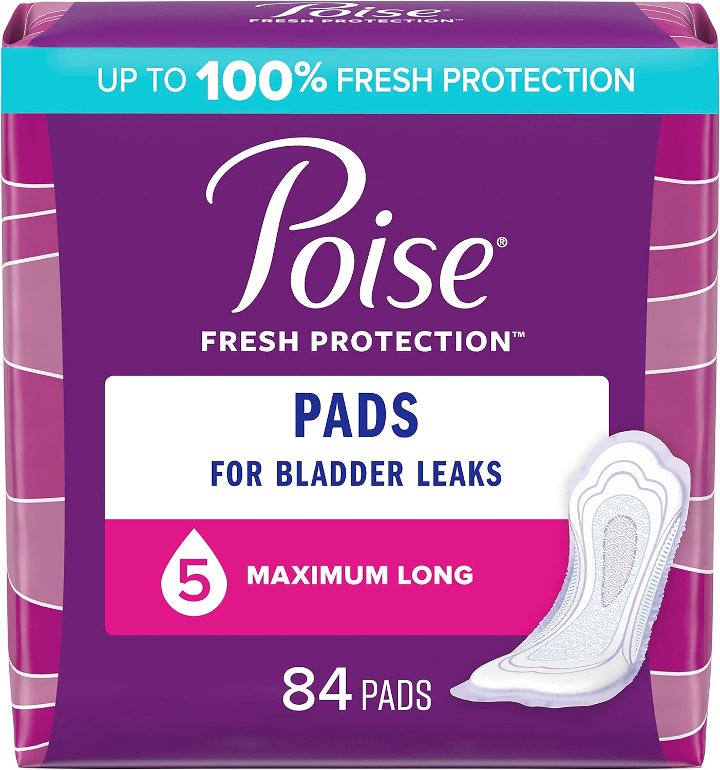 Poise Incontinence Pads, Long, 84 Count - Maximum Absorbency